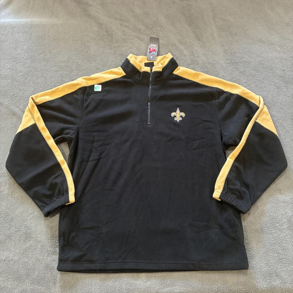 NFL Team Apparel New Orleans Saints Black Gold 1/4 Zip Pullover Jacket Mens Sz L